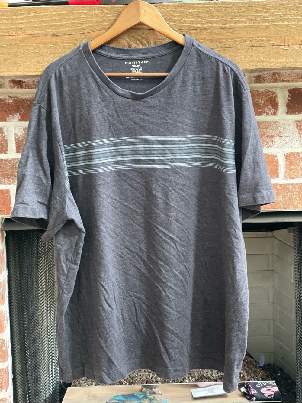 Puritan Men's Charcoal Gray& Blue Short-Sleeve Crewneck Shirts Sz 2XL